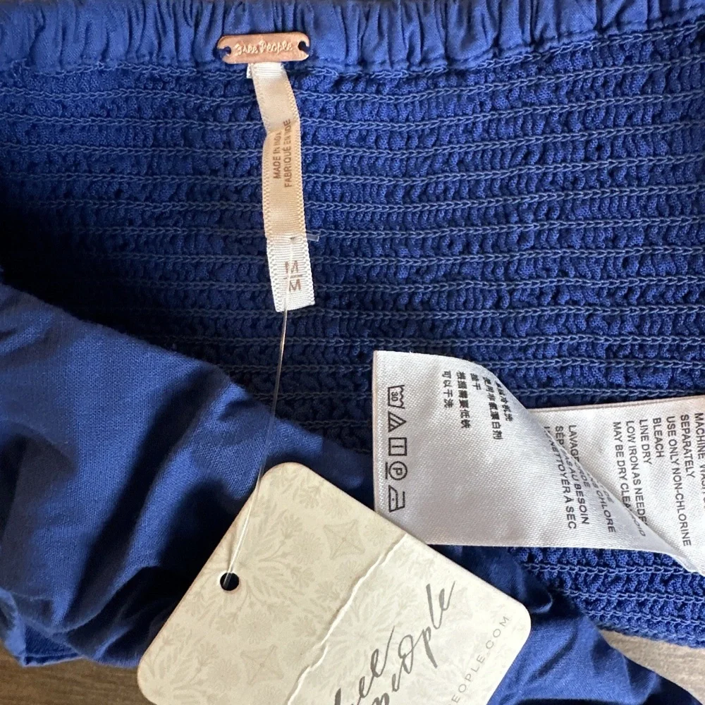 Free People Ashley Cropped Tank Top OB1716216 Mazarine Royal Blue Women's M NEW - Picture 6 of 6